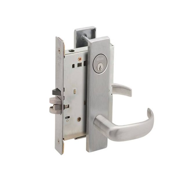 Schlage - L9080P - Storeroom Mortise Lock with 2-3 4 Backset and 4-7 8 ANSI Strike - 17 Lever - L Escutcheon - Grade 1 - 626 (Satin Chrome Finish) Supply