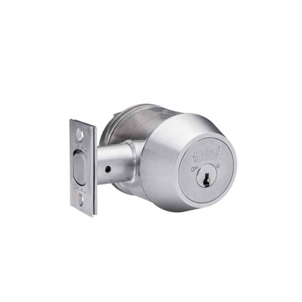 Medeco - 11C604T-26-DLT - Maxum Commercial Deadbolt with 6 Pin DL Keyway Single Cylinder and 2-3 4 Backset - M3 - 26 (Satin Chrome) Online Hot Sale