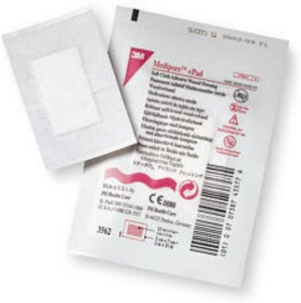 3M Medipore +Pad 3562 - Soft Cloth Adhesive Wound Dressing, Absorbent, Sterile, Breathable, Hypoallergenic, Latex-free - Dressing Size 2  x 2 3 4 , Pad Size 1  x 1 1 2 , Box of 50 For Sale